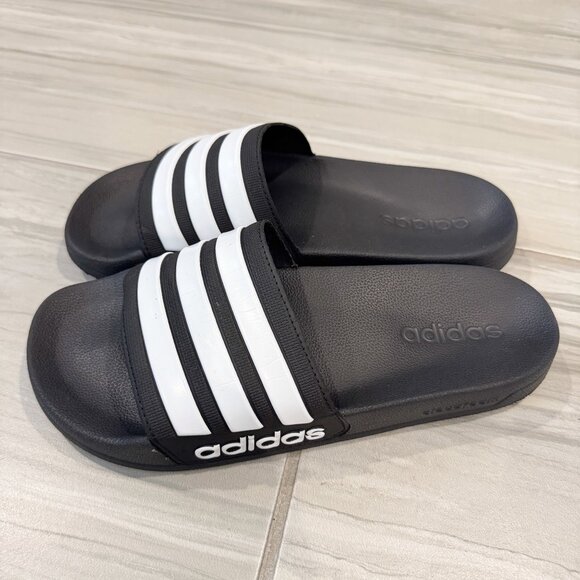 Adidas 3 Stripes Athletic Workout Slides Mens Slip On Sandals Logo Shoes Gym 9 - Picture 5 of 8